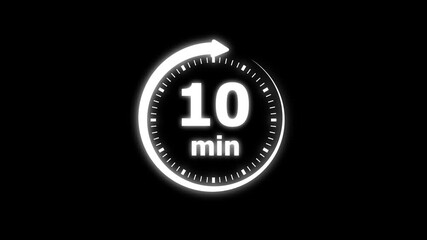 A bold “10min” text, representing a 10-minute countdown, timer, or duration. Perfect for video overlays, presentations, or any content indicating a short time span.