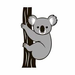Koala Hanging In The Tree image vector. Black and white Koala Hanging In The Tree image on white background.