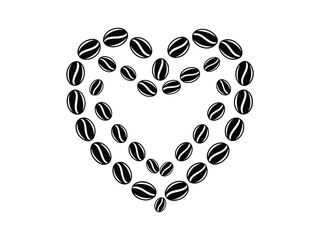 “Coffee Beans Heart – Minimalist Silhouette Vector for Coffee Day”