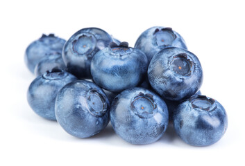 Fresh blueberries on white background