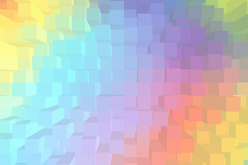 Abstract pastel 3D cubes background. Soft geometric blocks in pink, lavender and mint tones. Minimalist isometric composition. Calm and dreamy design