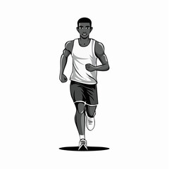 Man Jogging Front View vector image isolated on white background.