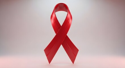 Red Ribbon Awareness Symbol for World AIDS Day (A 3D rendered illustration of the iconic red ribbon symbol representing World AIDS Day awareness.)