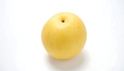 Round yellow pear on white