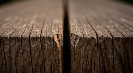 The Great Divide - A Macro Perspective Down a Weathered Wooden Beams Deep Fissure.