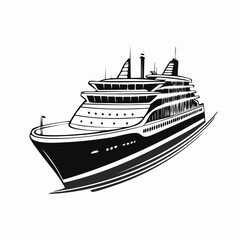 Obraz premium Cruise ship boat transport vector illustration on white background.