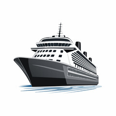 Cruise ship boat transport vector illustration on white background.