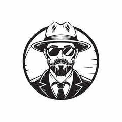 Stylish Smoker man logo design vector isolated on white background.