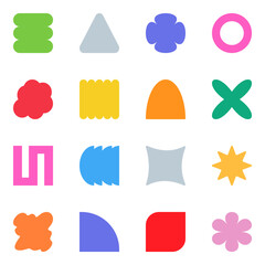 Set color figure pencil. Hand-drawn crayon design elements: round, square, and triangular shapes in a fun, kid-friendly style with ample copy space. 