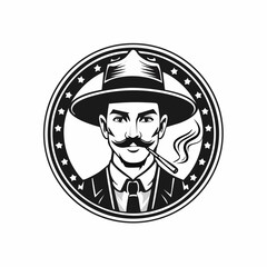 Stylish Smoker man logo design vector isolated on white background.