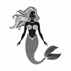 Mermaid image vector. Mermaid Illustration Stock Illustration on white background.