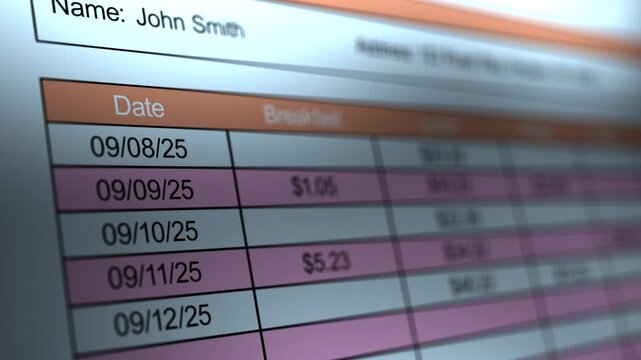 Generic Expense Report from a Business or Corporation - Angle 3.