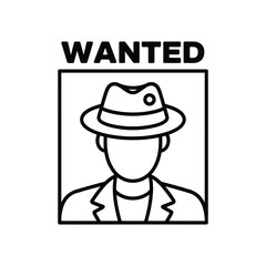 Retro wanted poster with silhouette of a man wearing a fedora hat