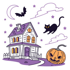 halloween background with house