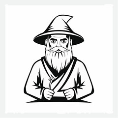 Hermit Man Image vector. Black and white Hermit Old Man vector image.