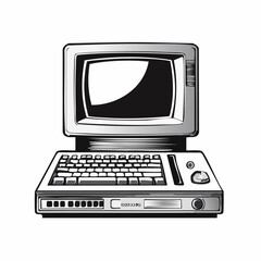 Old Computer Vector. Old computer vector technology illustration