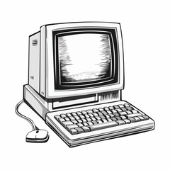 Old Computer Vector. Old computer vector technology illustration