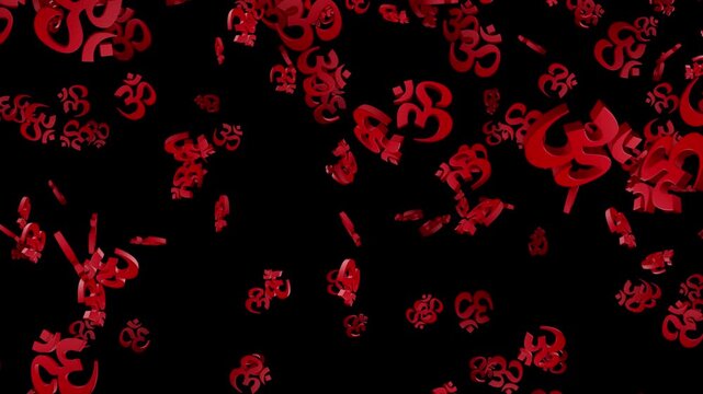 Falling Brahma Hindu Indian Symbols Animation Background, on Alpha Channel, Loop
