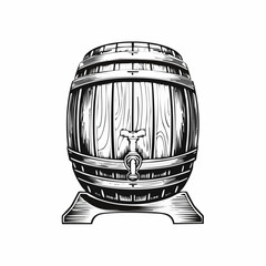 Beer barrel wooden vector image. Wine Or Beer Barrel Isolated On White Background. Vector Illustration