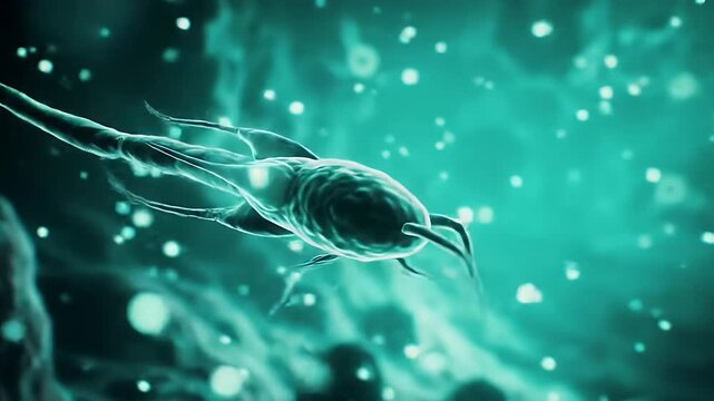 Microscopic view of a single-celled organism with intricate details.