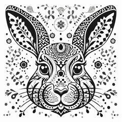 Rabbit Face Vector. Stylized bunny Stock Vector Images on white background.