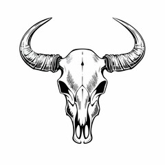 Head Cow Skull With Horns image vector Isolated On White Background