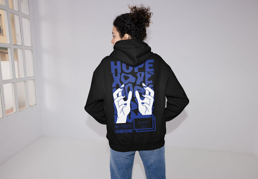 Mockup Of Woman Wearing Customizable Hoodie, Flash