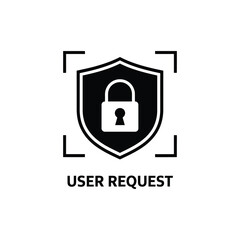 Obraz premium Secure user request icon with shield and padlock symbolizing data protection
