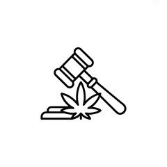 Gavel and cannabis leaf symbolizing marijuana legalization and legal justice