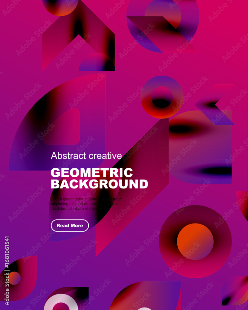 Wall mural vibrant abstract composition. overlapping geometric shapes create dynamic visual effect. pink, purpl