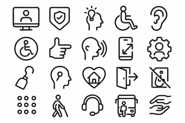 Fototapeta premium Accessibility and Inclusion Icons - Black Line Art