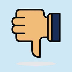 A simple thumbs down icon, a negative feedback symbol.