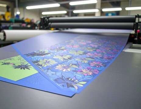 Printed material being processed on a large printing machine