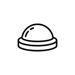 Simple outline icon of a dome shaped security camera lens on a white background