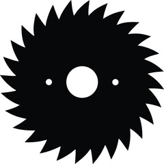 Sharp circular saw blade silhouette on a clean white background for design projects