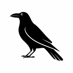 Crow bird black silhouette vector, Simple silhouette Design vector icon with white background.