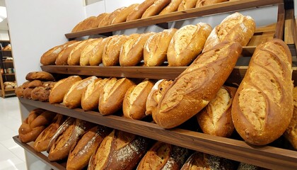 Rows of fresh baked bread