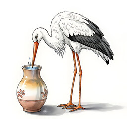 The classic fable comes to life in this charming illustration, as a clever stork finds a way to reach his goal. This timeless tale of perseverance reminds us that a little ingenuity can overcome © Afaq