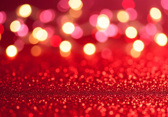 Red Glitter Background with Shiny Bokeh Lights