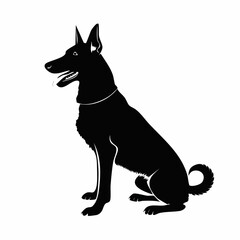 Belgian malinois dog black silhouette vector with white background