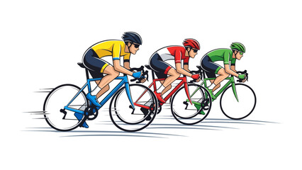 Fototapeta premium Cycling Sprint: A dynamic illustration captures the energy and competition of competitive cycling, showcasing athletes in vibrant kits and sleek bikes engaged in a thrilling race.