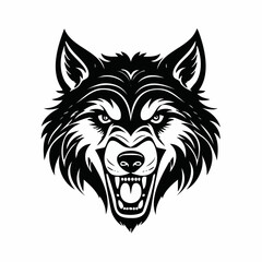 Roaring Wolf Head silhouette, perfect for pet-themed designs and branding projects, ideal for logos, artwork, and digital creations, pet-related projects, perfect for canine lovers