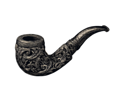 Ornate smoking pipe, dark background