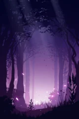 Gardinen Violett Magic forest illustration with light effects  © d1sk