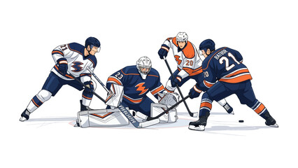 Obraz premium Hockey Match: The image shows a detailed illustration depicting an exciting moment during a hockey game.