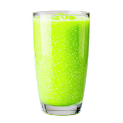 Refreshing Green Smoothie in Transparent Glass on White Background Perfect for Health and Wellness Themes