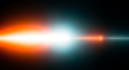 Abstract light flare effect with orange and blue color on dark background