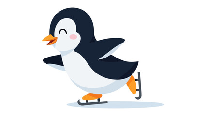 Animated Penguin on Skates: A charming animated penguin glides gracefully on ice skates, showcasing playful movement and joyful expression. 