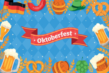 Oktoberfest Hand drawn Flat Oktoberfest Background 