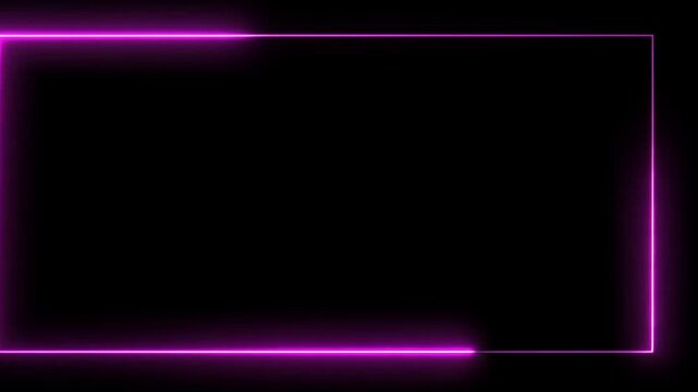 Abstract Purple Neon Frame on Black Background